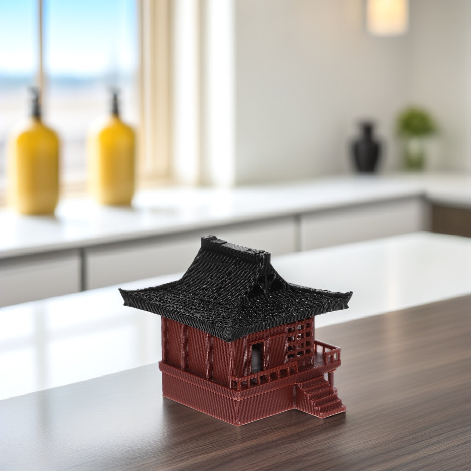 Bonsai Garden With Sand - Miniature Chinese Style Pavilion Ornament for