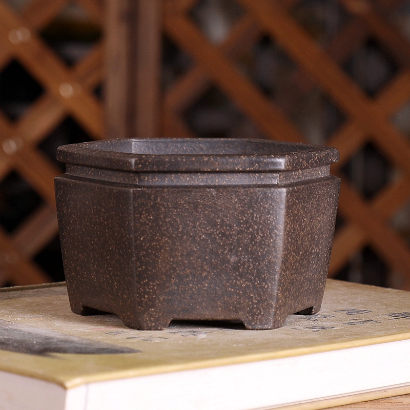 Hexagon Bonsai Pot, Purple San - Bonsai Garden With Sand recension och pris