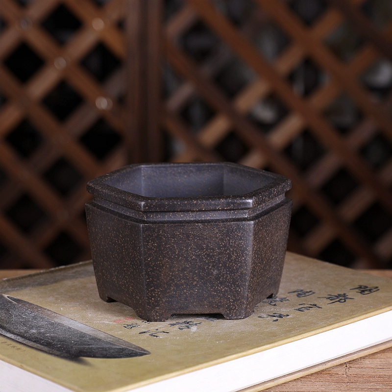 Hexagon Bonsai Pot, Purple San - Bonsai Garden With Sand recension och pris